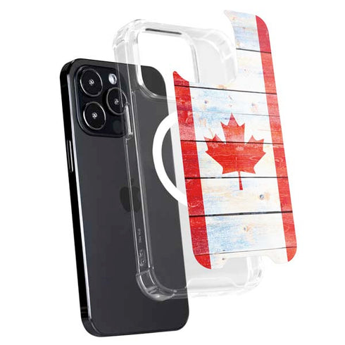 Canada Flag Light Wood iPhone 16 Pro MagSafe Case